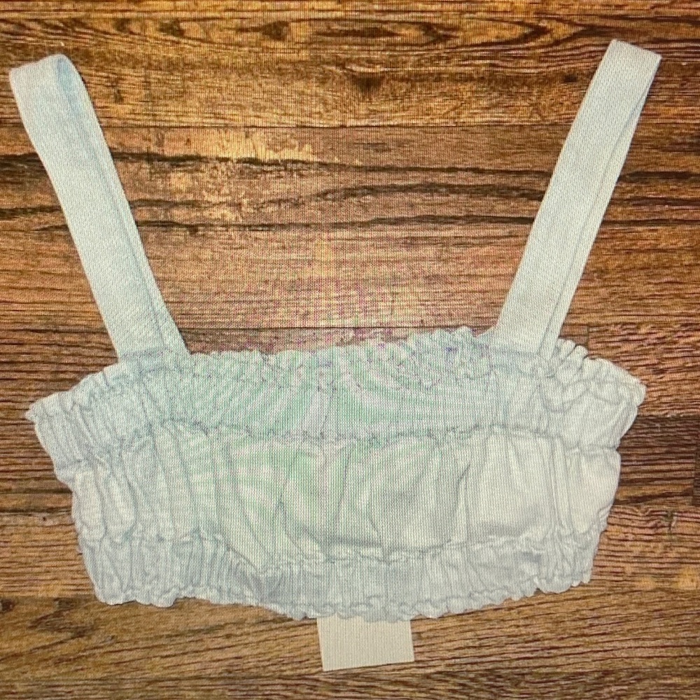 Free People Light Blue Smocked Crop Top